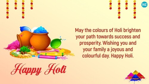 Happy Holi 2024: Celebrate Holi by sharing these wishes and images with your friends and family. Happy Holi. (HT Photo)
