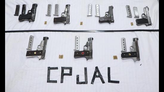 The Jalandhar commissionerate police have arrested four members of arms and drug smuggling racket backed by US-based gangster Lakhbir Singh Landa, officials said on Sunday.