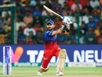Virat Kohli plays a shot for RCB. Virat Kohli plays a shot for RCB.