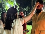 Aishwarya Rai, Abhishek Bachchan and Navya Nanda celebrate Holika Dahan. 