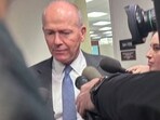 FILE PHOTO: Boeing CEO Dave Calhoun speaks with reporters ahead of meeting with U.S. senators on Capitol Hill in Washington, U.S., January 24, 2024. REUTERS/Valerie Insinna/File Photo