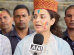 Kangana Ranaut addresses the media in Mandi. Kangana Ranaut addresses the media in Mandi.