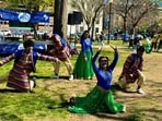 Dance group performing in Washington, DC, during Holi celebration. Dance group performing in Washington, DC, during Holi celebration.