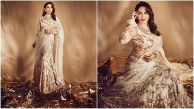 Madhuri Dixit is one of those actresses who is getting more and more gorgeous by the day. The glamorous actress is a total stunner who keeps on hitting the fashion targets like a pro. Whether it's a sartorial saree or an ethereal anarkali suit, Madhuri can rock any look to perfection. She is quite active on social media and her glam Insta-diaries filled with enchanting ethnic looks are a treasure trove of fashion inspiration for all her followers. Just a day ago, she wowed her fans in a stunning white off-the-shoulder gown and this time, she stunned in a breathtaking lehenga ensemble that left her fans swooning. (Instagram/@madhuridixitnene) Madhuri Dixit is one of those actresses who is getting more and more gorgeous by the day. The glamorous actress is a total stunner who keeps on hitting the fashion targets like a pro. Whether it's a sartorial saree or an ethereal anarkali suit, Madhuri can rock any look to perfection. She is quite active on social media and her glam Insta-diaries filled with enchanting ethnic looks are a treasure trove of fashion inspiration for all her followers. Just a day ago, she wowed her fans in a stunning white off-the-shoulder gown and this time, she stunned in a breathtaking lehenga ensemble that left her fans swooning. (Instagram/@madhuridixitnene)