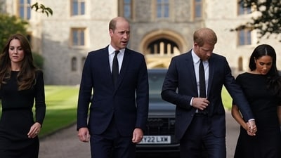 Meghan Markle, Prince Harry, Prince William and Kate Middleton's outing marks the first time the two couples have appeared in public together since Commonwealth Day on March 9. According to several reports, Prince William extended the invite to his estranged brother and wife. (AFP) Meghan Markle, Prince Harry, Prince William and Kate Middleton's outing marks the first time the two couples have appeared in public together since Commonwealth Day on March 9. According to several reports, Prince William extended the invite to his estranged brother and wife. (AFP)