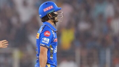 Ishan Kishan scored a duck in the clash against Gujarat Titans. Ishan Kishan scored a duck in the clash against Gujarat Titans.