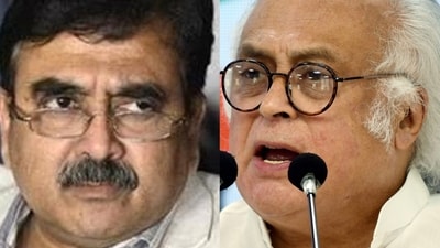 Justice Abhijit Gangopadhyay (left) and Congress leader Jairam Ramesh. Justice Abhijit Gangopadhyay (left) and Congress leader Jairam Ramesh.
