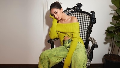 Ananya Panday's acid wash denim and off-the-shoulder top is Gen Z coded (Instagram) Ananya Panday's acid wash denim and off-the-shoulder top is Gen Z coded (Instagram)