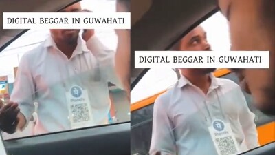 Guwahati: Visually impaired beggar with PhonePe QR code. (X/@somanigaurav)