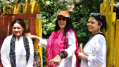 Ila Arun at the bash. She is going viral once again on social media thanks to the remixes of her songs used in upcoming film Crew. 