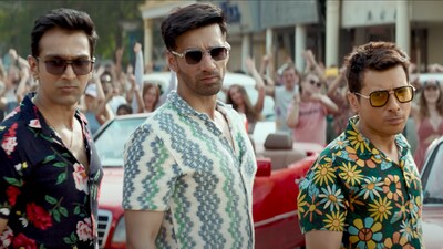Pratik Gandhi, Avinash Tiwary and Divyendu in a still from Madgaon Express. Pratik Gandhi, Avinash Tiwary and Divyendu in a still from Madgaon Express.