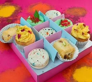Send a friend or loved one a box of small, themed Holi indulgences (Nush Mush, Gurugram) Send a friend or loved one a box of small, themed Holi indulgences (Nush Mush, Gurugram)