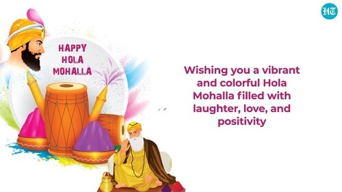 Happy Hola Mohalla 2024: The celebrations were established by the tenth Sikh Guru, Guru Gobind Singh Ji, in the late 17th century. (HT Photo) Happy Hola Mohalla 2024: The celebrations were established by the tenth Sikh Guru, Guru Gobind Singh Ji, in the late 17th century. (HT Photo)