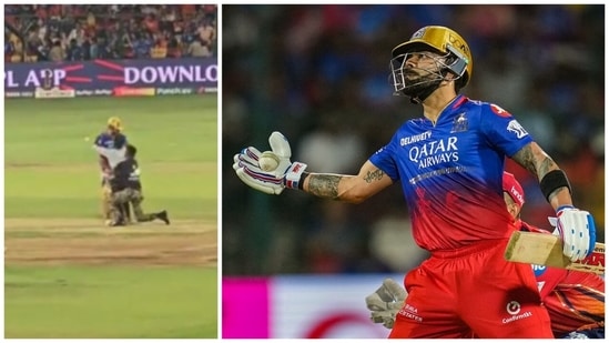 The Virat Kohli fan touched the ex-RCB skipper's feet after breaching security (X-PTI)