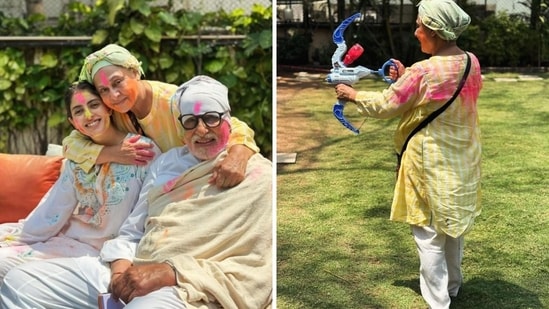 Amitabh Bachchan and Jaya Bachchan shared a sweet frame with Navya Naveli Nanda.