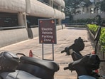 The Bengaluru-based photographer sharing a picture of the EV parking lot at the mall. 