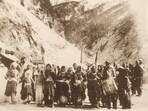 A procession of Chipko activists in Reni village on March 31, 1974. 