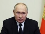 In this pool photograph distributed by the Russian state agency Sputnik, Russia's President Vladimir Putin delivers his address in Moscow on March 23, 2024, the day after a gun attack on the Crocus City Hall in Krasnogorsk. 