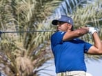 Anirban Lahiri, of Crushers GC, hits from the 15th tee during the final round of LIV Golf Jeddah at Royal Greens Golf & Country Club, Sunday, March 3, 2024