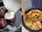 Street vendor making ‘gulab jamun chaat’. 