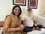 Joint managing director of Apollo Hospitals group, Sangita Reddy meets spiritual leader Sadhguru Jaggi Vasudev in Delhi hospital.