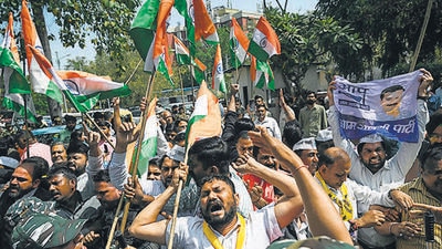 AAP workers at a protest near the PM’s residence, New Delhi. (AFP) AAP workers at a protest near the PM’s residence, New Delhi. (AFP)