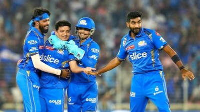 Mumbai Indians' Piyush Chawla and teammates celebrate the dismissal of Gujarat Titans' captain Shubman Gill in the Indian Premier League (IPL) 2024, at Narendra Modi Stadium in Ahmedabad (ANI) Mumbai Indians' Piyush Chawla and teammates celebrate the dismissal of Gujarat Titans' captain Shubman Gill in the Indian Premier League (IPL) 2024, at Narendra Modi Stadium in Ahmedabad (ANI)