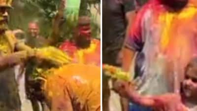 Mumbai Indians celebrated Holi on Monday. (X/@d4ylightsq) Mumbai Indians celebrated Holi on Monday. (X/@d4ylightsq)