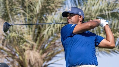 Anirban Lahiri, of Crushers GC, hits from the 15th tee during the final round of LIV Golf Jeddah at Royal Greens Golf & Country Club, Sunday, March 3, 2024 (AP) Anirban Lahiri, of Crushers GC, hits from the 15th tee during the final round of LIV Golf Jeddah at Royal Greens Golf & Country Club, Sunday, March 3, 2024 (AP)