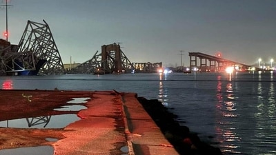 A view of the Francis Scott Key Bridge after it collapsed, in Baltimore, Maryland, U.S., in this picture released on March 26, 2024. (via REUTERS)