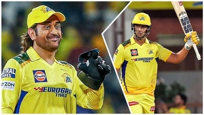 Dhoni was seen applauding Dube for his blazing knock (ANI) Dhoni was seen applauding Dube for his blazing knock (ANI)