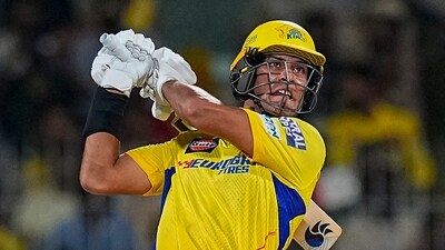 Rachin Ravindra got CSK off to a flier after Shubman Gill won the toss and said that GT would be bowling first. Ravindra made the most of the powerplay but missed out on a half-century though, falling to Rashid Khan off the second ball of the last over of the powerplay on 46 off 20. (PTI) Rachin Ravindra got CSK off to a flier after Shubman Gill won the toss and said that GT would be bowling first. Ravindra made the most of the powerplay but missed out on a half-century though, falling to Rashid Khan off the second ball of the last over of the powerplay on 46 off 20. (PTI)