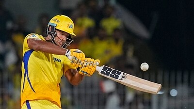 Shivam Dube did what he did best after that, pummeling the bowlers to all parts of the park and taking CSK's cross past the 200-run mark. Dube fell on 51 off 23 to Rashid Khan. (PTI) Shivam Dube did what he did best after that, pummeling the bowlers to all parts of the park and taking CSK's cross past the 200-run mark. Dube fell on 51 off 23 to Rashid Khan. (PTI)