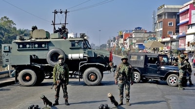 Security personnel in Manipur’s Imphal. (Reuters) Security personnel in Manipur’s Imphal. (Reuters)