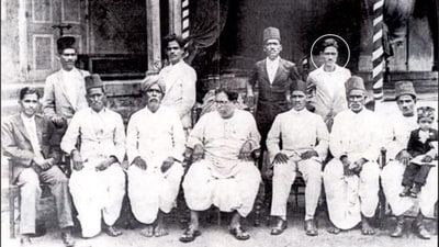 Dr Ambedkar (seated fourth from left) with prominent leaders of the first Mahad satyagraha in Bombay, 1927. RB More (circled) of Dasgaon suggested the idea of a conference at Mahad to Ambedkar. From the Thirties, More joined the undivided Communist Party of India. (Photo courtesy: Subodh More)