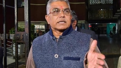 West Bengal BJP leader Dilip Ghosh in a viral clip was heard asking Mamata Banerjee to clarify the ‘identity of her father.’ (PTI) West Bengal BJP leader Dilip Ghosh in a viral clip was heard asking Mamata Banerjee to clarify the ‘identity of her father.’ (PTI)