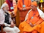 Prime Minister Narendra Modi with Ramakrishna Mission president Swami Smaranananda Maharaj. 