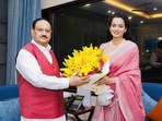Kangana Ranaut posed with BJP national president JP Nadda.