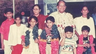 A little old, Ram poses for a photo with his siblings and the rest of the family members. A little old, Ram poses for a photo with his siblings and the rest of the family members.
