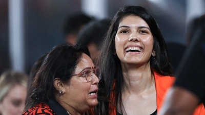 Kavya Maran, Chief executive officer (CEO) of SunRisers Hyderabad, celebrates SRH's win from the stands. (ANI) Kavya Maran, Chief executive officer (CEO) of SunRisers Hyderabad, celebrates SRH's win from the stands. (ANI)