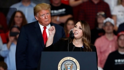 Donald Trump reacted to former RNC chair Ronna McDaniel's NBC ouster. (AP) Donald Trump reacted to former RNC chair Ronna McDaniel's NBC ouster. (AP)