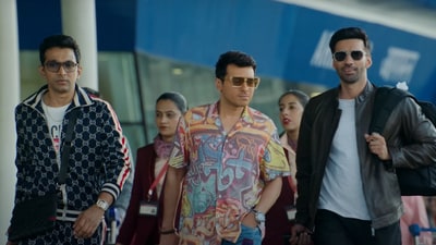 Pratik Gandhi, Divyenndu, and Avinash Tiwary in a still from Madgaon Express. Pratik Gandhi, Divyenndu, and Avinash Tiwary in a still from Madgaon Express.