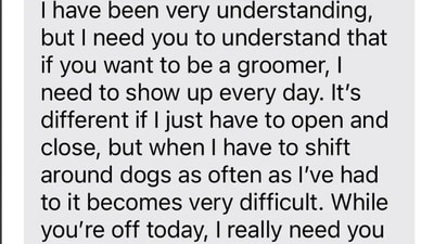 The image shows a part of a text message an employee received from her boss after taking time off for her father's death. (Reddit/@viviana1994)