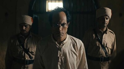 Randeep Hooda in a still from Swatantra Veer Savarkar. Randeep Hooda in a still from Swatantra Veer Savarkar.