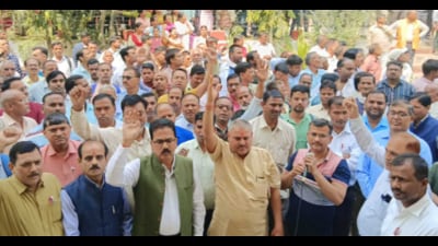 Teachers boycott evaluation work , demanding a compensation of ₹2 crores for Dharmendra Kumar’s family. (HT File) Teachers boycott evaluation work , demanding a compensation of ₹2 crores for Dharmendra Kumar’s family. (HT File)