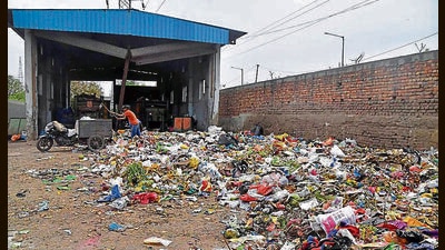 The static waste compactor, initially heralded as a solution to curb open garbage dumps, was positioned near the Sidhwan canal bridge on Dugri Road. (HT Photo) The static waste compactor, initially heralded as a solution to curb open garbage dumps, was positioned near the Sidhwan canal bridge on Dugri Road. (HT Photo)