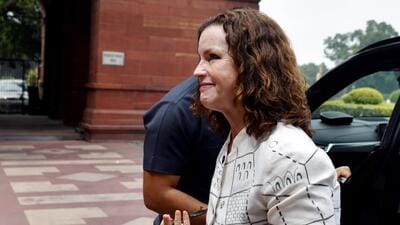 US' acting deputy chief of mission Gloria Berbena arrives at South Block after she was summoned by Ministry of External Affairs over recent US State Department remarks on Delhi chief minister Arvind Kejriwal's arrest on Wednesday. (ANI) US' acting deputy chief of mission Gloria Berbena arrives at South Block after she was summoned by Ministry of External Affairs over recent US State Department remarks on Delhi chief minister Arvind Kejriwal's arrest on Wednesday. (ANI)