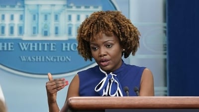 White House press secretary Karine Jean-Pierre speaks during a press briefing at the White House. (AP) White House press secretary Karine Jean-Pierre speaks during a press briefing at the White House. (AP)
