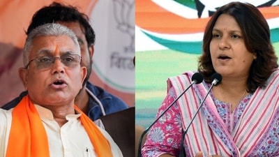 BJP leader Dilip Ghosh and Congress spokesperson Supriya Shrinate (File)