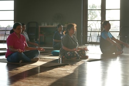 Participants in the Art of Breathing retreat (Kshemavana )